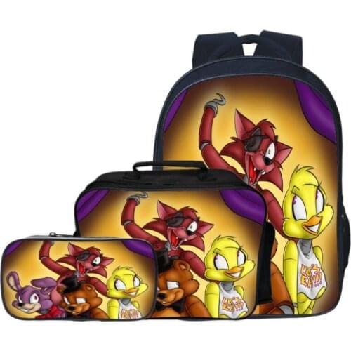Fashion Cartoon 3pcs/set Five Night At Freddy Kids Baby School Bags Boys Schoolbag FNAF Children Backpacks for Student Girls Bag