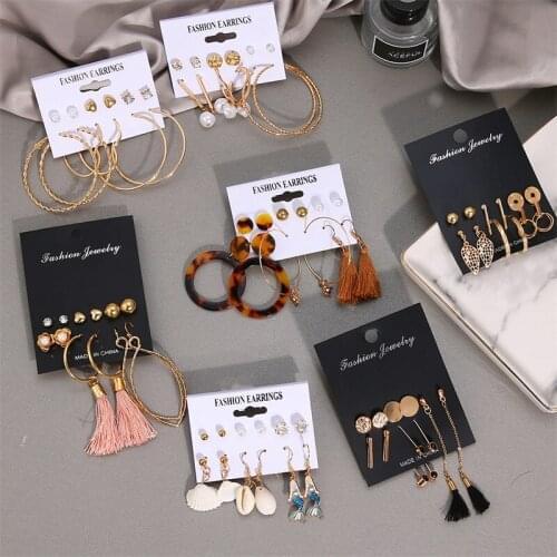 VKME Fashion earrings for women earings Set Jewelry For Women Girl Bohemian 2020 Simulated Pearl earings Gold Jewellery Brincos