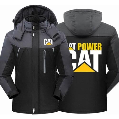 New Winter Fashion CAT Tractor Logo Mens Clothing Fleece Waterproof Fishing Jackets Thicken Zipper Warm High Quality Outwear