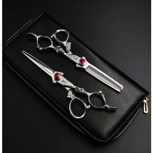 6 Inch Professional Pet Scissors Dog Grooming Cutting+Thinning Shears Kit for Animals Japan440C Dragon Handle Ruby Style