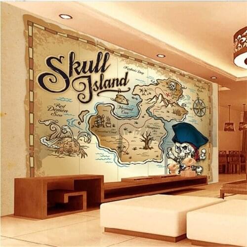 Beibehang apel de parede 3D Charts pirate treasure map wallpaper wood mural wallpaper childrens room bedroom Large murals