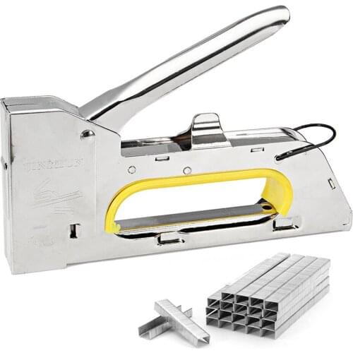 Manual Heavy Duty Hand Nail Gun Furniture Stapler Upholstery For Framing with 2400pc Staples By Free Woodworking Tacker Tools