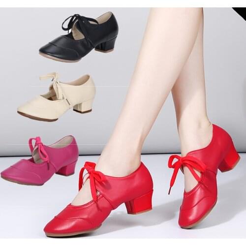 New Women Dance Shoes Girls Latin Modern Tango Ballroom Dance-Shoes Professional Soft Sandal Dancing Shoes Red Black Hot Selling