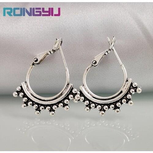 Creative National Gold Crown Earrings 925 Silver plated Eetro Water Drop Half Round Ear Clip For Women Party Wedding Jewelry