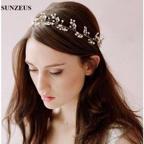 Bijoux Cheveux Gold Head Chain With Pearls Bridal Hair Accessories Wedding Hair Sash For Evening Party joyas del pelo SQ134