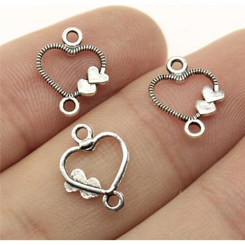 WYSIWYG 40pcs 13x10mm Heart Earring Connectors For Jewelry Making Small Heart Earrings Accessories Tiny Hearts Connector