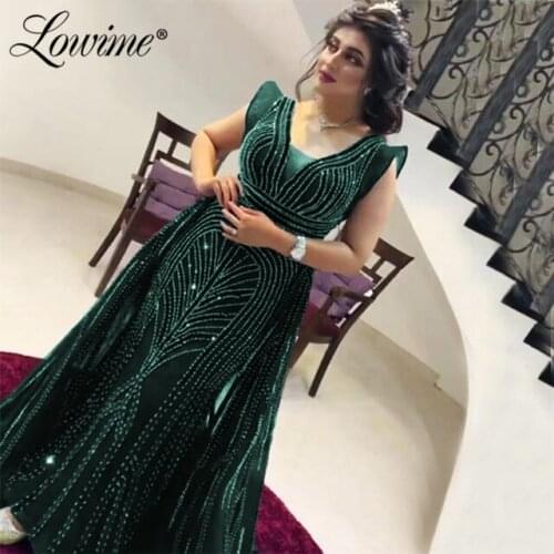 2020 Green Formal Evening Dresses Middle East Mermaid Dubai Party Gowns Robe De Soiree Long Celebrity Dresses Prom Gowns Vestido