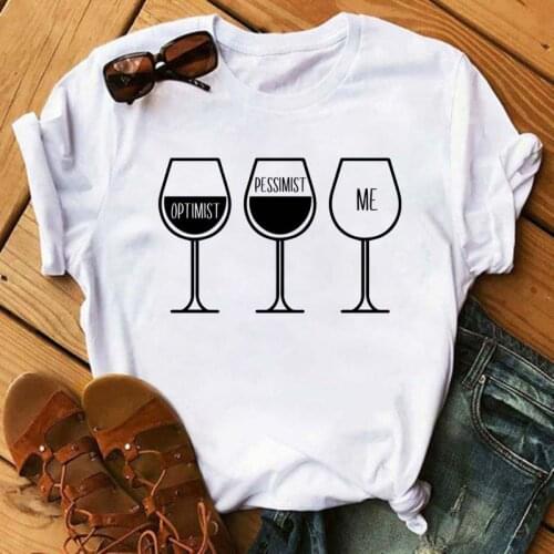 Cute Goblet Wine Print T Shirt Women Casual Short Sleeve O Neck Loose Tshirt Summer Women Tee Shirt Tops Camisetas Mujer