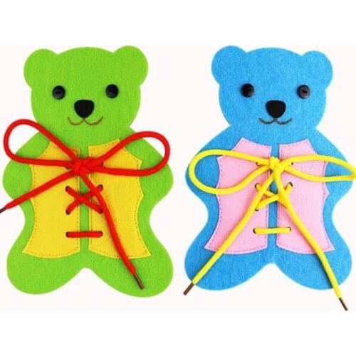 ZY DIY Beautiful 3 Colors Kids Early Learning Numbers Children handmade Bear Nonwoven DIY Felt Fabric