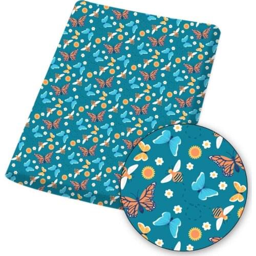 Polyester Cotton Fabric for Sewing Designer Fabric for Dress Colorful Butterfly Printed Cloth Sheets Handmade Masks 45*145cm 1pc
