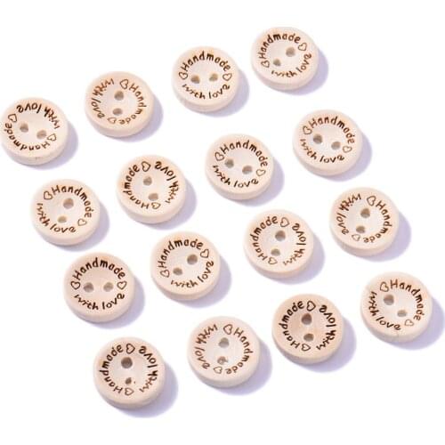 100PCS/lot Wooden Buttons Handmade Love Letter Wood Button Craft DIY Baby Apparel Accessories Wedding Decoration