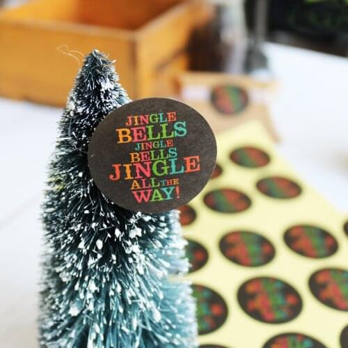 108pcs Jingle Bells Black Paper Sticker Merry Christmas Jingle All The Way Seal Sticker DIY Paper Label Kid Stationery Stickers