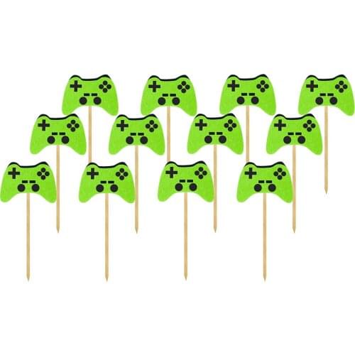 12x Video Game Controllers Shaped Cupcake Toppers Game Themed Party Supplies