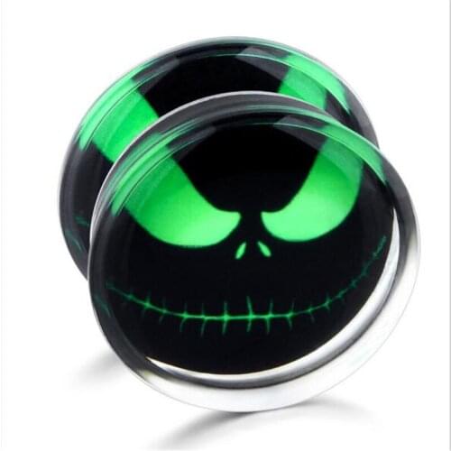 2pcs/lot Ear Gauge Green Eyes Transparent Acrylic Fashion Ear Plug Stretching Kits Flesh Tunnel Expansion Body Piercing Jewelry