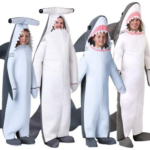 2020 Funny Great White Shark Cosplay Kids Adult Halloween Costume For Adult Hammerhead Sharks Christmas Party Family Fancy Dress