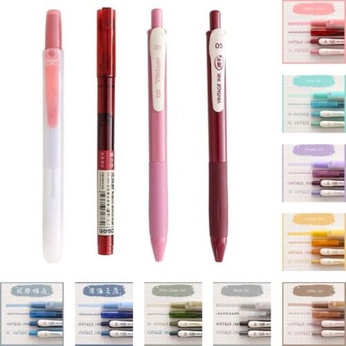 4PCS Scrapbook Highlighter Pen Sets Vintage Color Gradient Marker Pen School Keynote Gel Pen Satationery Fluorescent Drawing