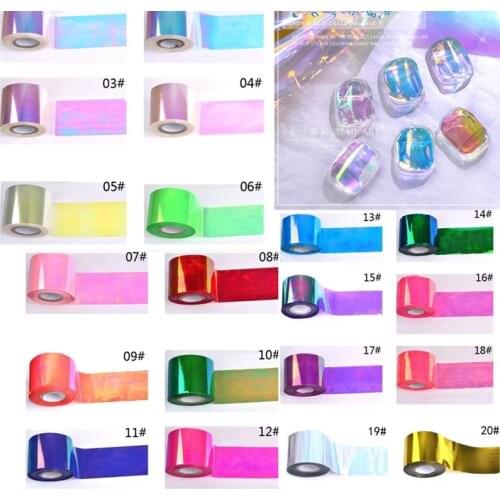 4cm-100m Aurora Foils Nail Art Sticker Laser Broken Glass Paper Roll Mirror Glitter Nails Decal Manicure Decorations Accessories