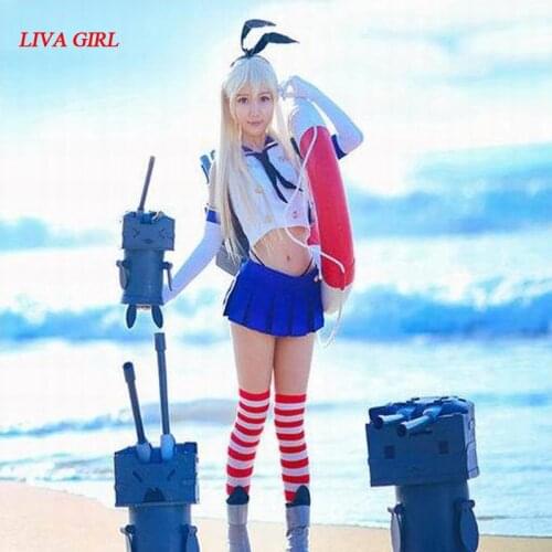 Anime Kantai Collection Shimakaze Uniforms Cosplay Costume Free Shipping+Socks+gloves