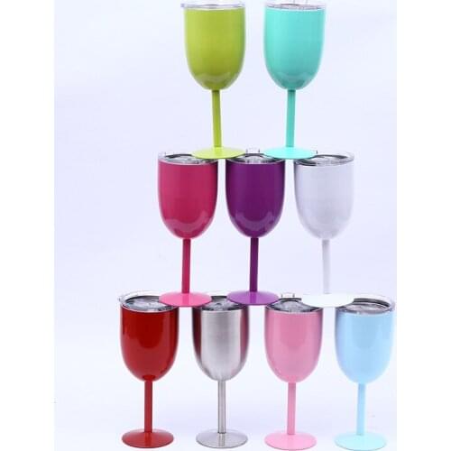 25 pcs 10 oz Stainless Steel Wine Glass with Triton Lid Vacuum Insulated Wine Goblet cocktail glasses for party bar Drinkware