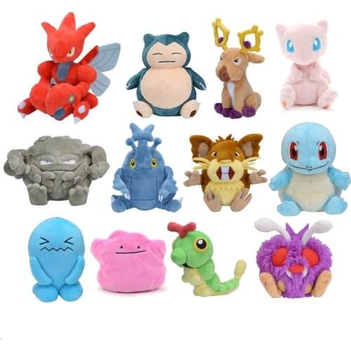 Cartton Caterpie Bulbasaur Jolteon Graveler Mew Lapras Celebi Heracross Ash Pokemoned Stuffed Plush Toys Dolls Gifts for Kids