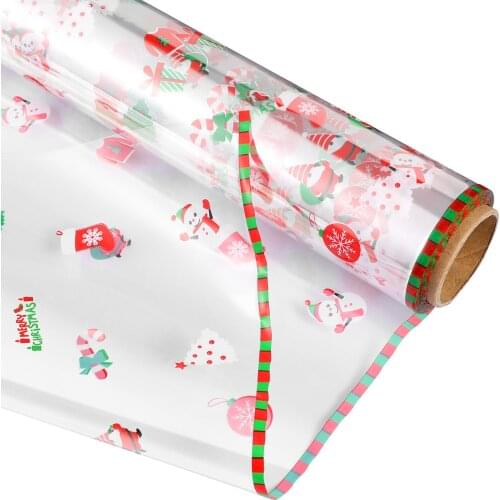Cellophane Wrap 2.5 Mil Transparent Cellophane Wrap Roll Snowman Xmas Tree Decor Cellophane Bags Wrap Gift Baskets Arts Crafts
