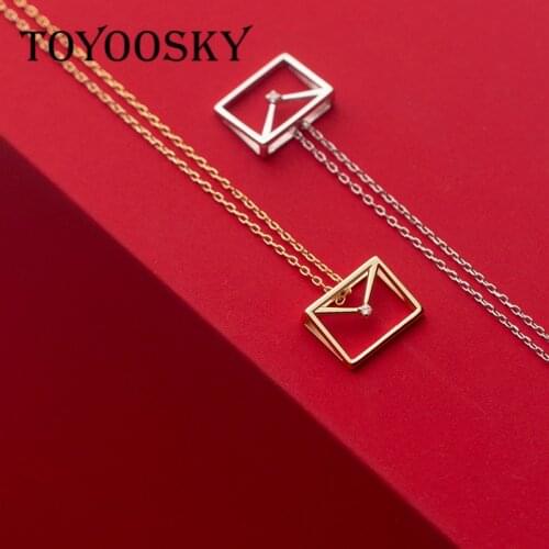 1 Piece New Design Hollow Empty Envelope Necklace 925 Sterling Silver Pendant Necklaces for Women Lover Letter Pendant Gifts