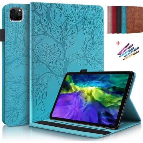 Tablet Cover For iPad 2021 Case 11 Inch Emboss Leather Smart Cover Funda For iPad Pro 11 Case 2020 2021 Wallet Stand Shell+Gift