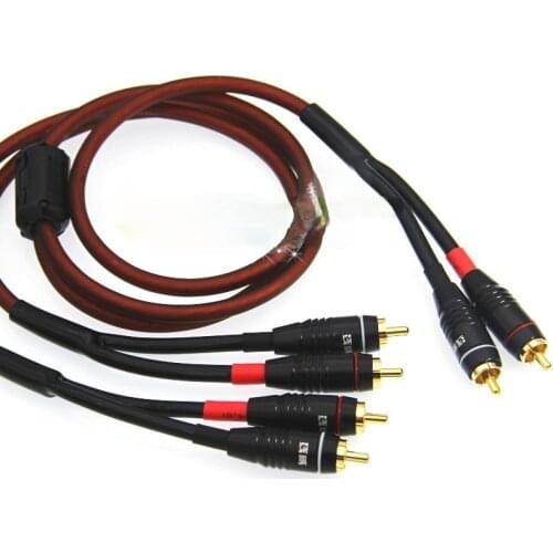 Two Four Audio Cable Lotus Head Audio Cable Sound Card Connect Two Sets Speakers 2-to-4 Amplifier Shielding RCA Line