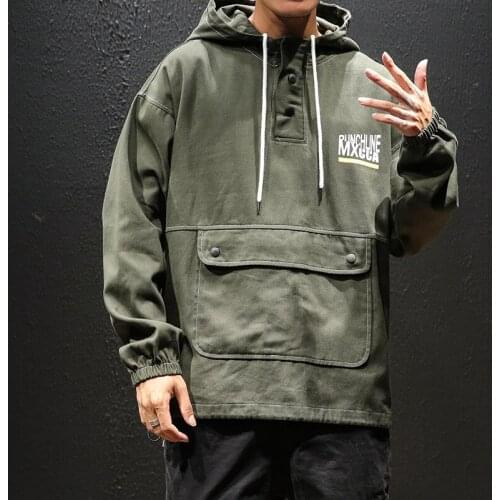 Brand New Loose Mens Jackets Plus Size Fashion 2019 Pullover Casual Jacket Men Long Sleeve Front Pocket Windbreaker Coat 5XL-M