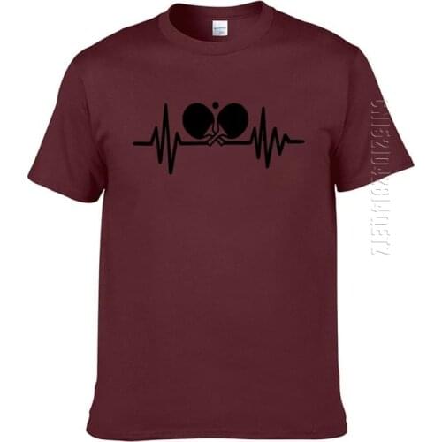 Table Tennis Pingpong Heartbeat T-Shirt Men Print O-Neck Oversized Cotton T Shirt Summer New Tshirt