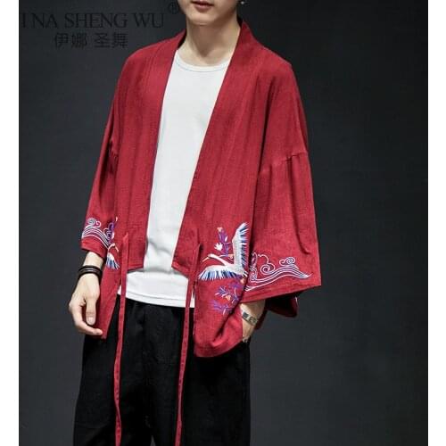 Kimono Cardigan Men Japanese Kimono Coat Yukata Men Kimono Cosplay Costume Printed Asian Clothes Beach Coat Summer Casual Shirts