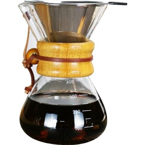 Coffee Wood Handle Punching Pot Household Coffee Sharing Pot Wood Handle Drip Filter Coffee Apparatus