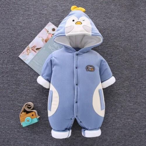 Baby onesies plus velvet thickening autumn winter outer wear baby warm clothes quilted out clothes newborn clothes cotton
