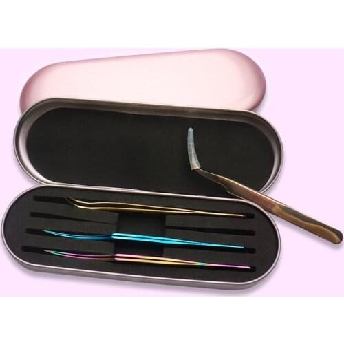 4 Slots Eyelashes Tweezers Box Exquisite Tinplate Storage Protection Box Eyelash Extension Tools Lash Extension Beauty Makeup