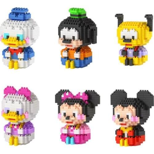 Hot cartoon Minnie Mickey Mouse Donald Duck Daisy Goofy Pluto Disneyland figures micro diamond blocks model bricks toys for gift