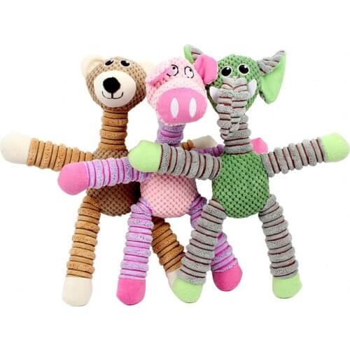 Cute Dog Toys Plush Pet Squeaky Chew Toy For Golden Retriever Large Dogs Funny Pig Elephant Monkey Pets Interactive Training Toy