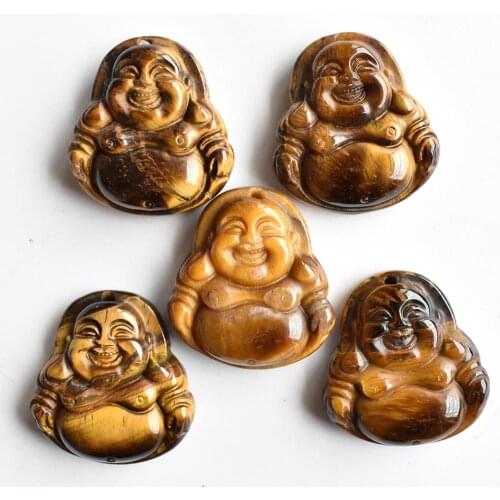 Fashion high quality natural tiger eye stone handmade carved buddha pendants for jewelry making 5pcs/lot wholesale free shipping