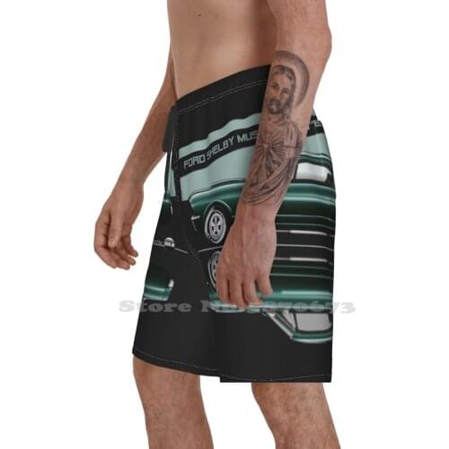 Ford Mustang Gt350 Steve Mc Queen Bullitt - Ivy Green MenS Sports Beach Swimming Shorts Azaziel Car Cars Bullitt Car Drawing