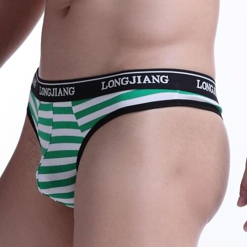 Men Cotton Thongs Jockstrap Gay Underwear Micro Thongs Low Waist U Convex Stripes Sexy Male g string Gay Underwear Size S M L