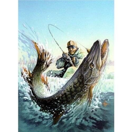 Diamond picture kit rhinestone Man in fishing painting diamond painting full round diamond painting