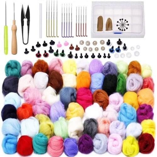 Nonvor Wool Roving Needle Felting Beginner Kit Color DIY Wool Felt Kit Handle Wet Felting Tools Fibre Yarn Fabric DIY Spinning