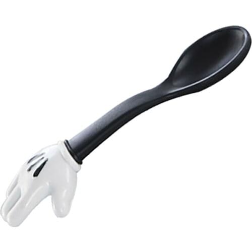 Kawaii Dinnerware Set Baby Cartoon Mickey Palm Shape Cutlery Kids Cute Plastic Fork Children Tableware Gift Case