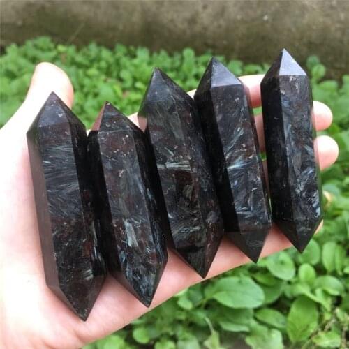 Natural Asthophyllite Double Obelisk Quartz Crystal Wand Healing For Home Decoration