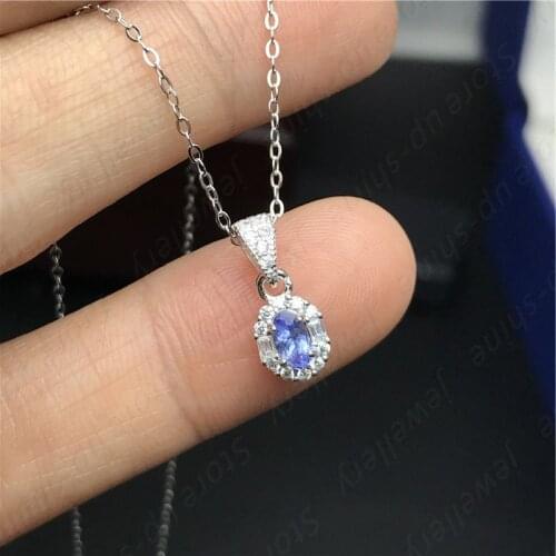 Natural Tanzanite Pendant 925 Silver Lady Pendant Small and Cute Simple