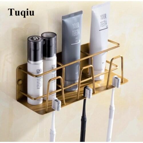 Nail or Nail Free Bathroom Tumbler holder brush holder brass antique bronze finished