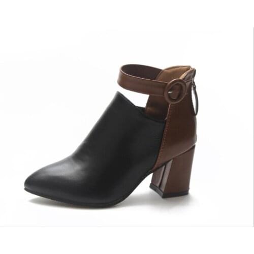 New Autumn winter new High heels shoes black boots ladies pointed toe high-heeled womens boots women High heels leather shoes