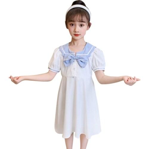 Teenage Girls Dress Big Bow Dress For Girl Patchwork Dress Kids Summer Girls Clothing 6 8 10 12 14