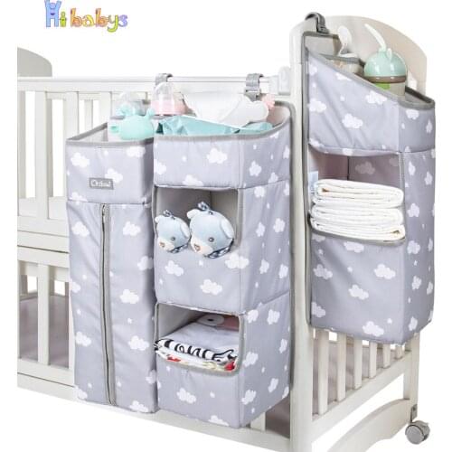 Portable Baby Bed Hanging Bags Crib Organizer Storage for Baby Essential Diaper Storage Cradle Bag Crib Bedding Set Diaper Caddy