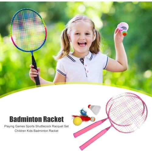 Shuttlecock Racquet with Badminton Ball Indoor Outdoor Team Playing Games Toys Badminton Racket for Children Kids