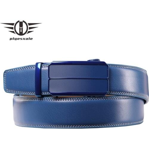 Brown Blue Men Belt Genuine Leather Cowskin Luxury Strap Mens Leather Belt Automatic Buckle High Quality Belt for Men 2021 B338